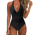 Women's one-piece swimsuit push-up tummy V-neck