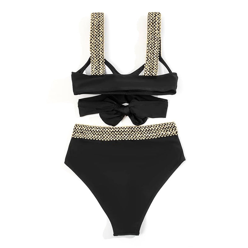Women Two Piece Swimsuits Crisscross Tummy Control Bathing Suit High Waisted Wrap Bikini Tie Back 2 Piece Swimwear