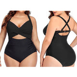 Women's plus size tummy control swimsuit, slim fit one-piece swimsuit, retro pleated gathered retro padded swimsuit